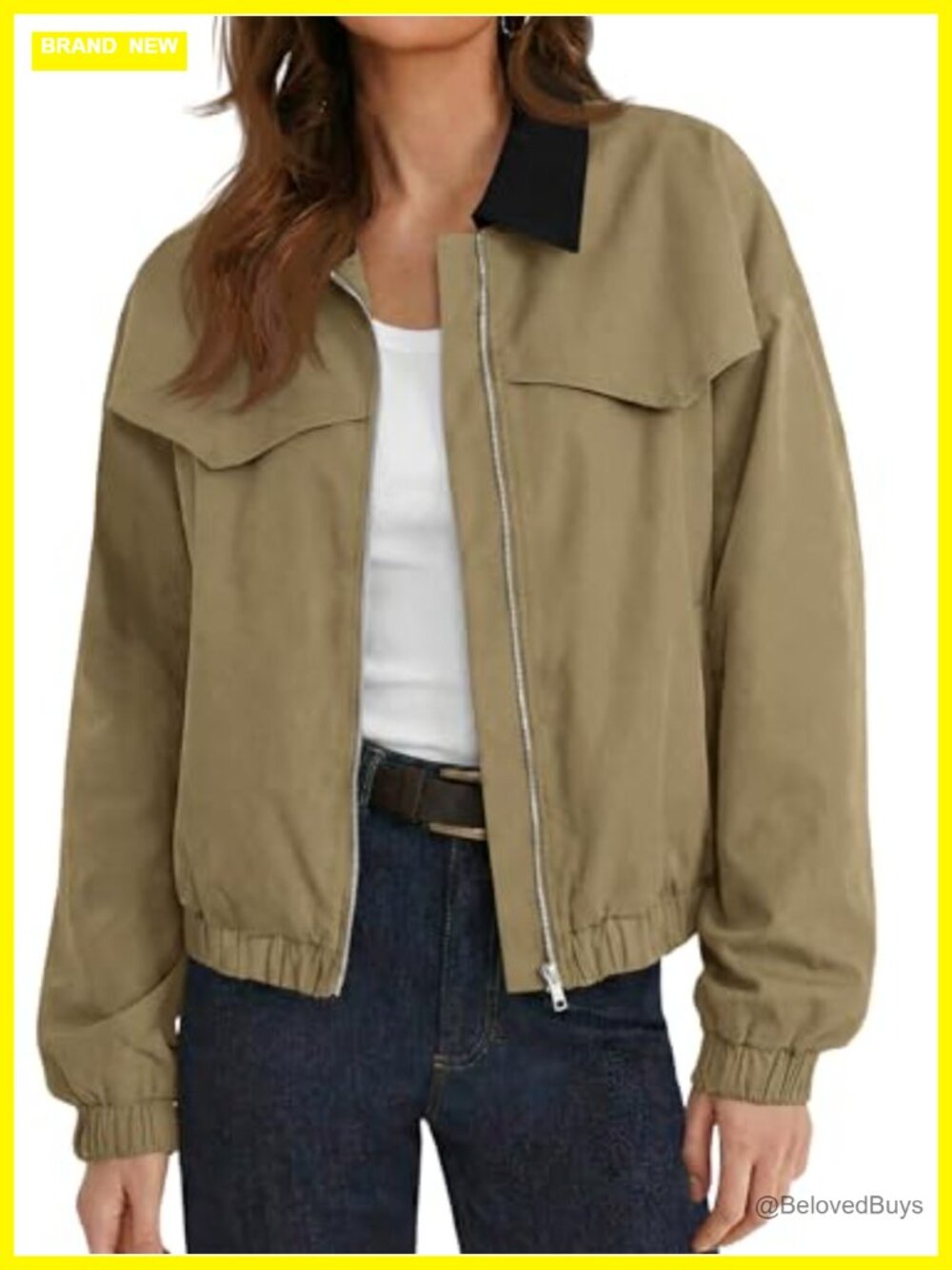 Cropped Utility Barn Jacket - Oversized Zip Up Bomber